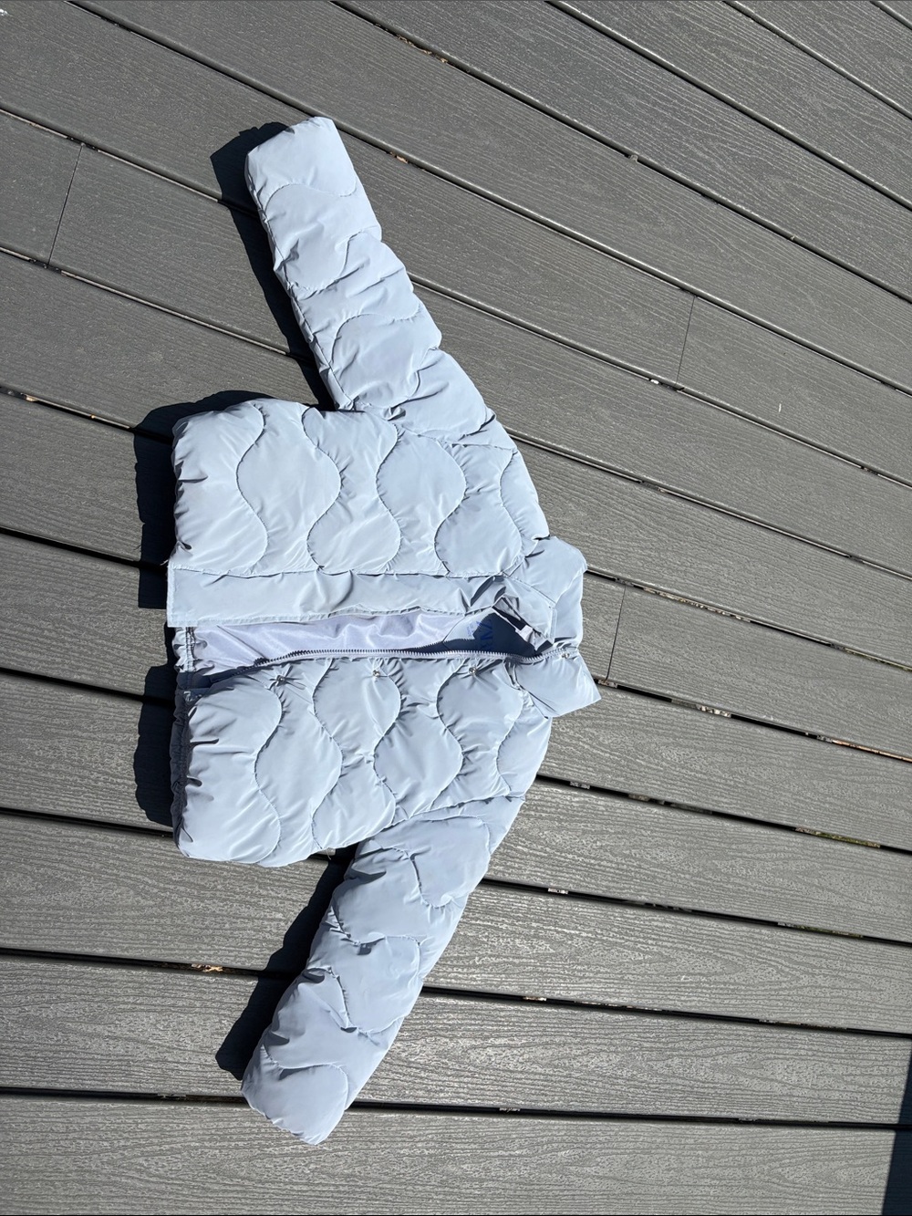 Zara Light Blue Quilted Puffer Jacket for Kids